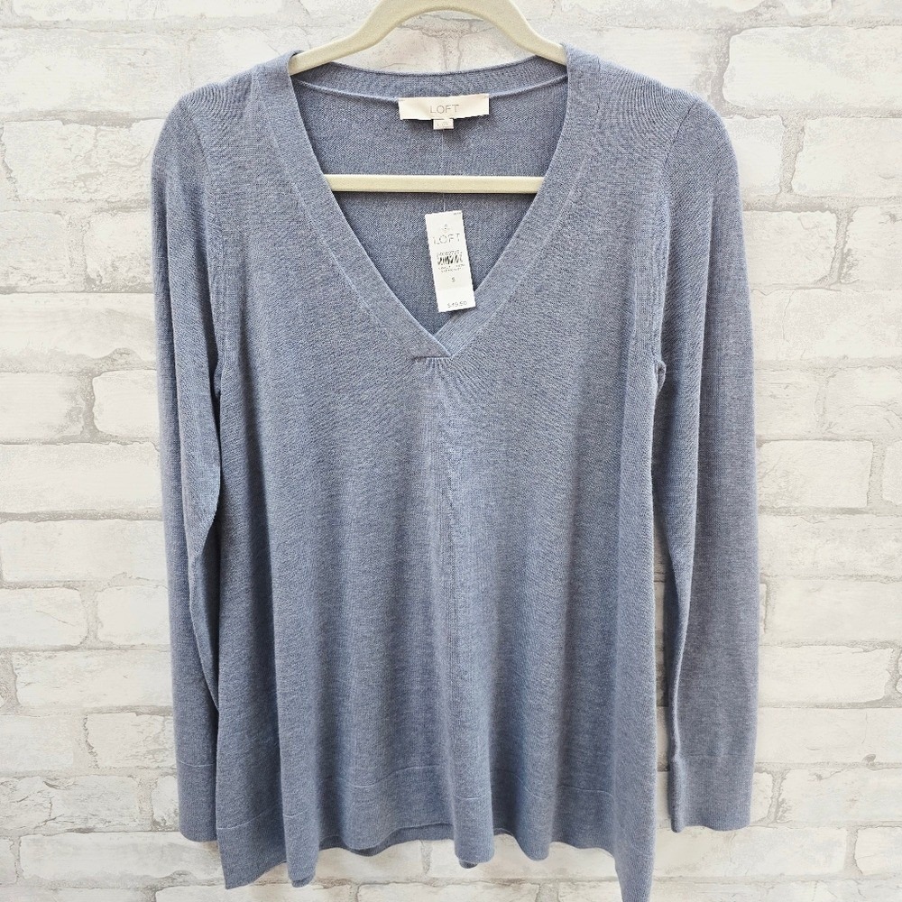 LOFT Light Blue V-Neck Sweater